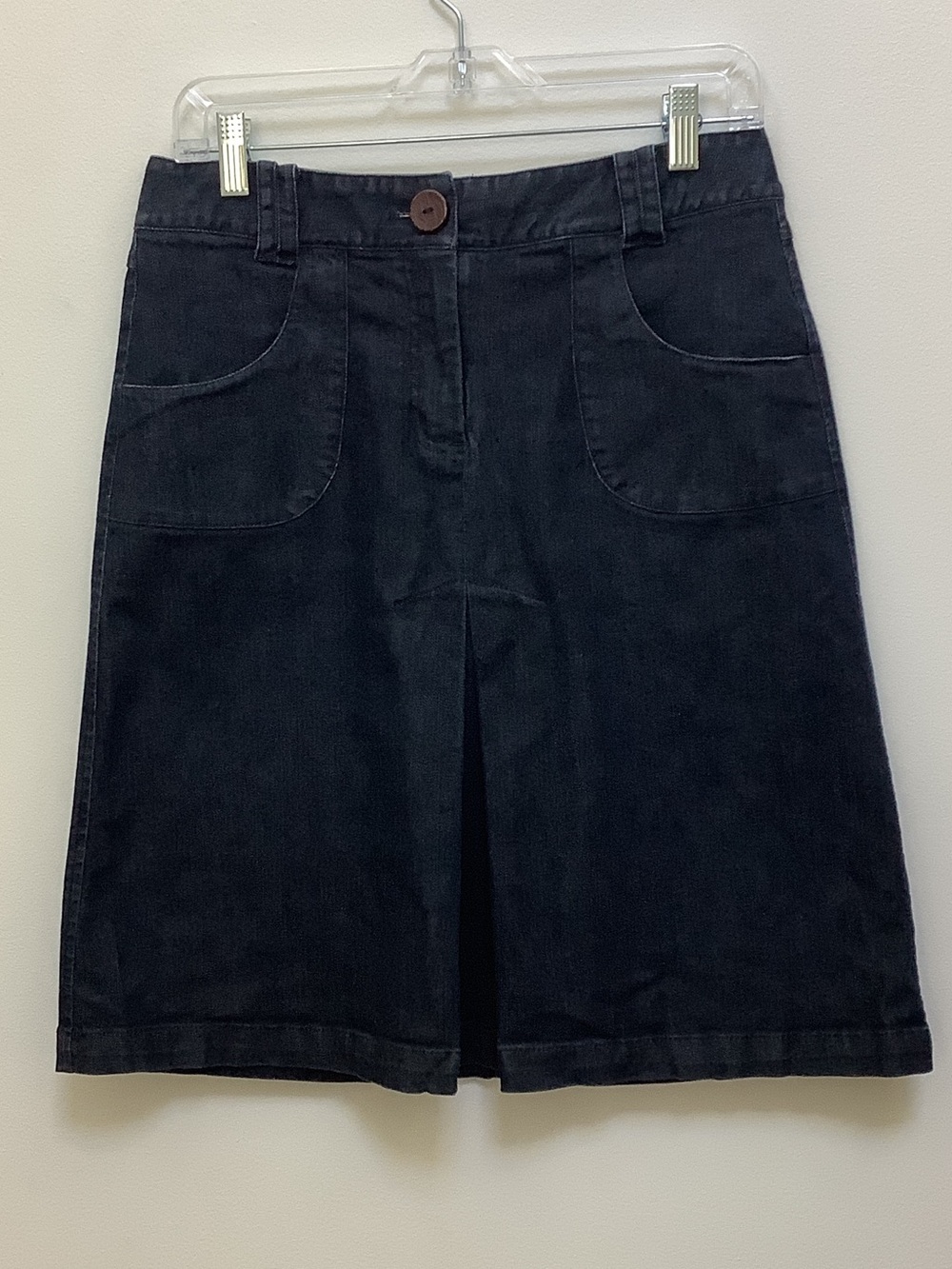 Talbots Dark Denim Jean Skirt A-Line Front Seam Pockets Classic Midi  size 8